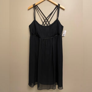 David's Bridal Black Formal Gown Size 18 Criss Cross Mini Dress NWT